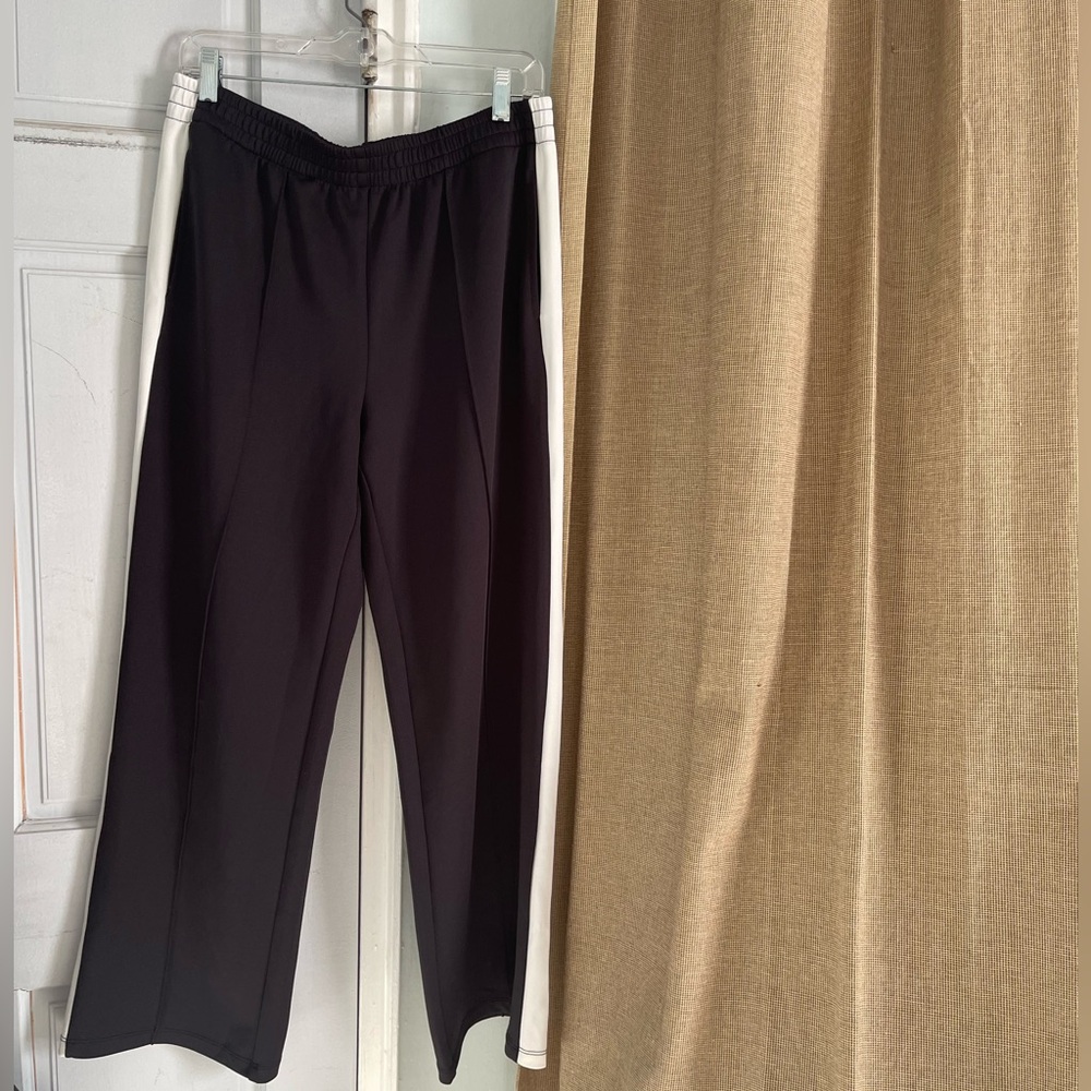 Sincerly Jules Black track/work pants with white stripe down both sides size L